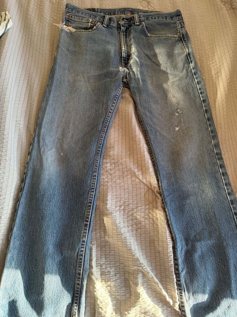 Levi's 505 Regular Fit Distressed Light Wash Jeans W34 L32